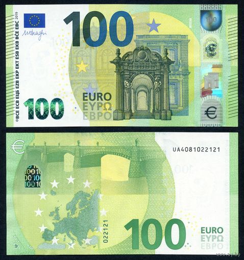Европейский союз 100 евро 2019 г. (P-W24u, UNC) [prefix U, Draghi]