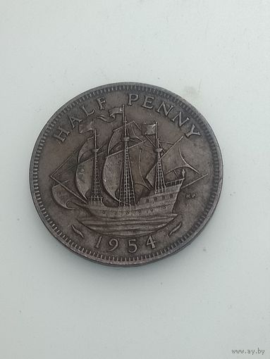 Великобритания 1/2 пенни 1954 года .