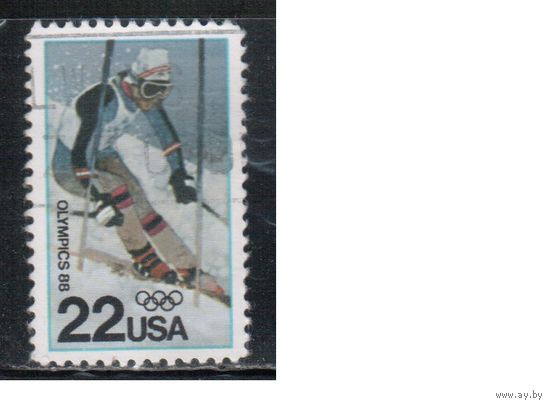 США-1988, (Мих.1962), гаш.,  Спорт, ОИ-1988 в Калгари, (одиночка),