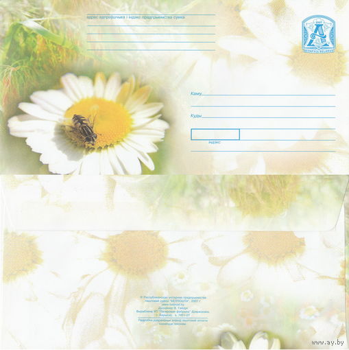 Беларусь 2007 Времена года. Лето. Пчела на ромашке (к4)