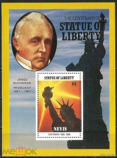 Невис 100 лет Статуя Свободы Джеймс Бьюкенен 1986   MNH