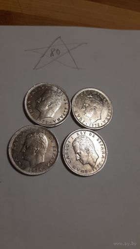 Испания 5 песет, 1975г. в звезде "80"