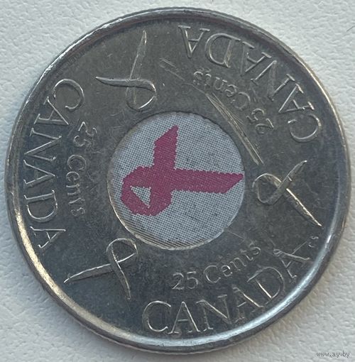 Канада 25 центов 2006 г. Розовая ленточка. Борьба с раком молочной железы