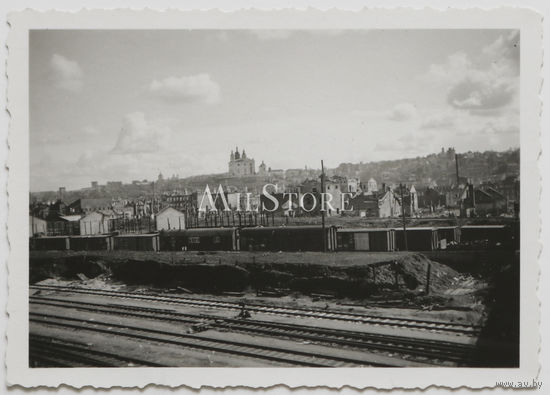 Общий вид на Смоленск со стороны железной дороги. Успенскийй кафедральный собор. Оккупация.