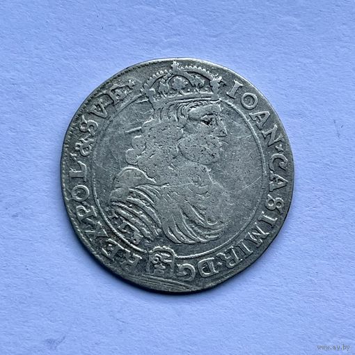 Монета СЕРЕБРО Польша ОРТ 18 грошей 1668 год ЯН КАЗИМИР ОТЛИЧНЫЕ