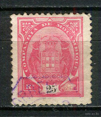 Португальские колонии - Мозамбик (Comp de Mocambique) - 1907 - Слоны с гербом 25R - [Mi.52] - 1 марка. Гашеная.  (Лот 15HY)-TG3P47