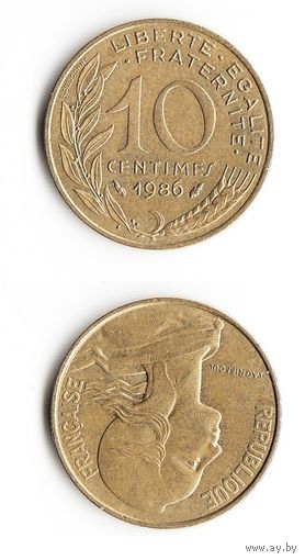 10 сантимов Франция 1986 год