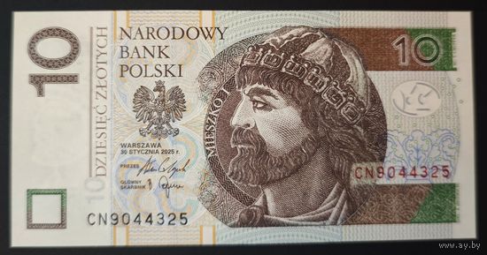 Польша 10 злотых 2025 года. Тип P-183. Состояние UNC