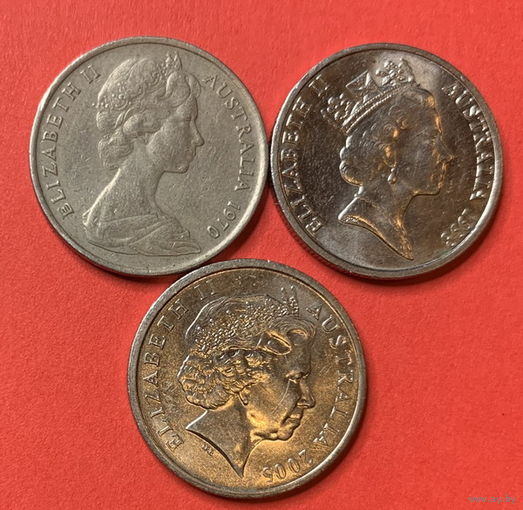 Австралия 3 монеты, разные портреты