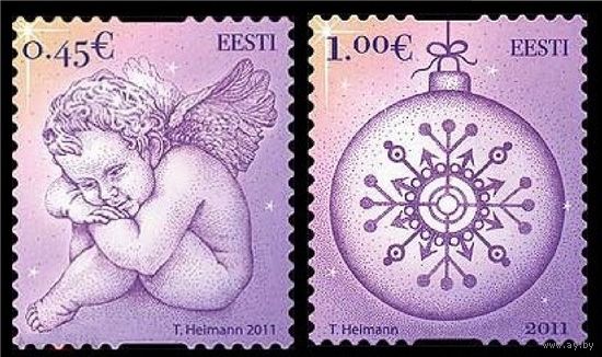 Эстония 2011,  Рождество. Новый Год. Ангел, 2 марки **
