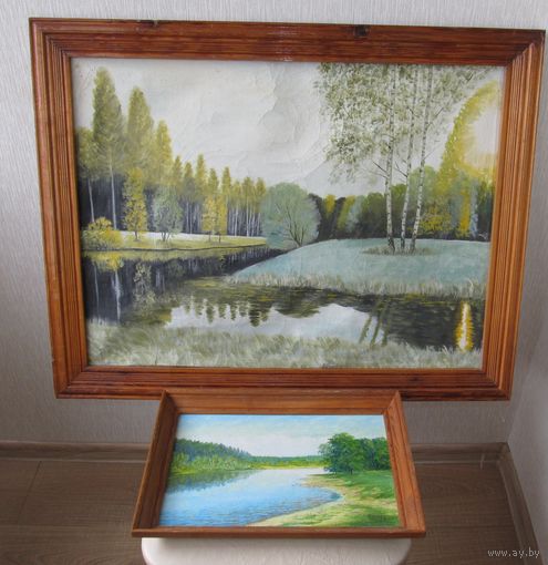 Все лоты с рубля.Старый пейзаж+бонус,Х/М,82\63 см. с рамой