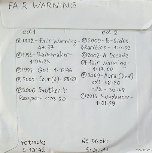 CD MP3 дискография FAIR WARNING - 2 CD