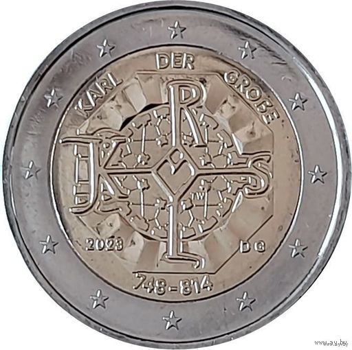 2 евро 2023 Германия 1275 лет со дня рождения Карла Великого дворы A G F D J UNC из ролла на выбор