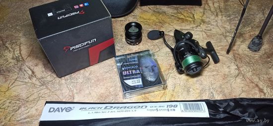 Катушка Piscifun CarbonX 1000 + Шнур Akkoi Mask Ultra X4 (130 м; 0.05 мм) dark green