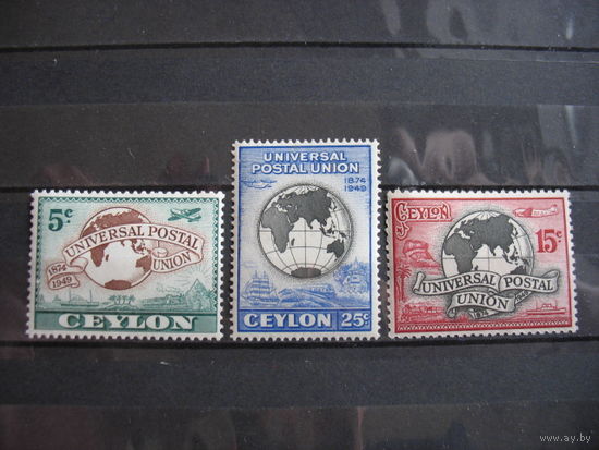 Британский  Цейлон. 75 лет почтовому союзу, 1949 г. 2 фото, металлография. см. условие.