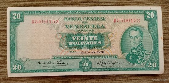Werty71 Венесуэла 20 боливаров 1970 банкнота