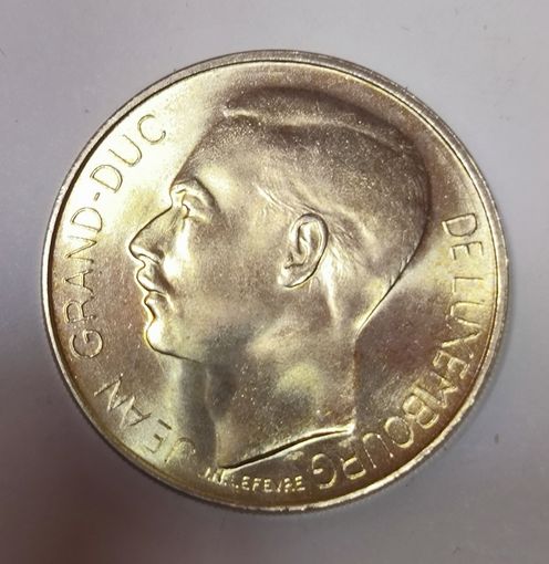 100 франков 1964 Люксембург. Крупное портретное серебро! Ms+++!