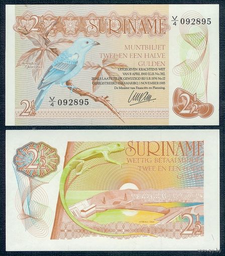 Суринам 2 1/2 (2,5) гульдена 1985 год, UNC