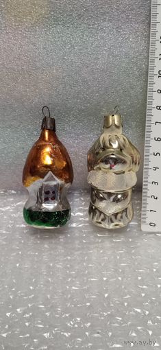 Ёлочные игрушки в реставрацию. Домик и собачка. 23