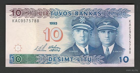 Литва 10 лит 1993 года. Тип P-56. Состояние UNC