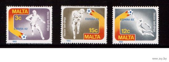 Мальта-1982, (Мих.663-665)  **  , Спорт,  ЧМ по футболу