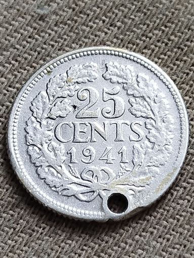 Распродажа - 25 центов 1941г.,Нидерланды, 25 центов 1941 г., Вильгельмина (1890-1948)