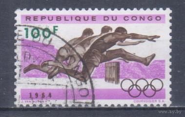 [1941] Конго 1964. Спорт.Легкая атлетика.Летние Олимпийские игры. Концовка серии. Гашеная марка.
