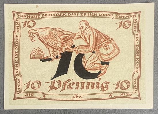 Нотгельд 10 пфеннигов 1921 год. Арнштадт. Веймарская республика