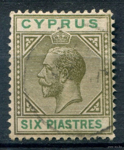 Британские колонии - Кипр - 1912/15г. - король Георг V, 6 Pia - 1 марка - гашёная [Mi 64]. #4-B6-128-A-1