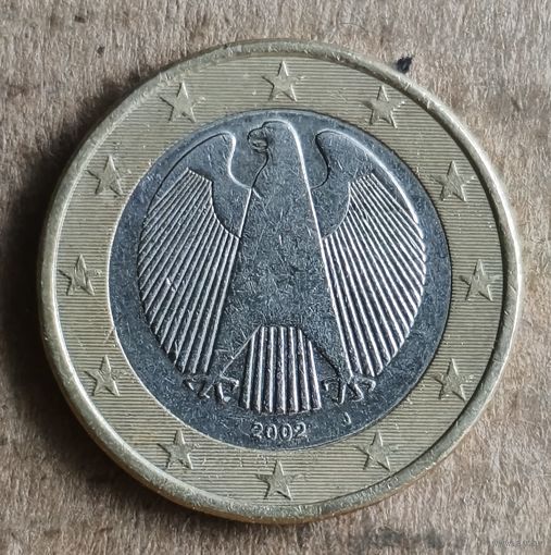 Германия 1 евро 2002 г., отметка мд. "J" - Гамбург, KM# 213