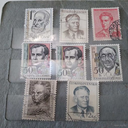 ЧЕХОСЛОВАКИЯ, ИЗВЕСТНЫЕ ЛЮДИ, СБОРНЫЙ, 8м  по 20 коп шт