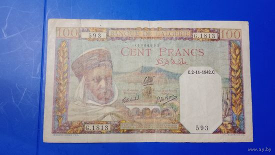 Французский Алжир 100 франков 1942