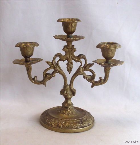 Подсвечник Канделябр на три свечи Бронза 03