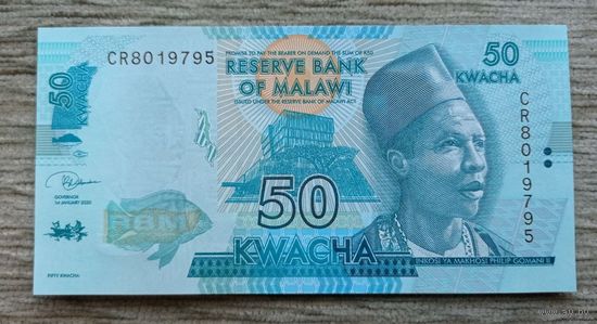 Werty71 Малави 50 квача 2020 UNC банкнота Рыба