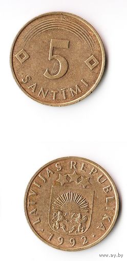 5 сантимов Латвия 1992 год