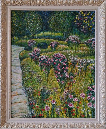 Картина Дивнич Сергей "Сад с цветами". х.м. 72х57см.