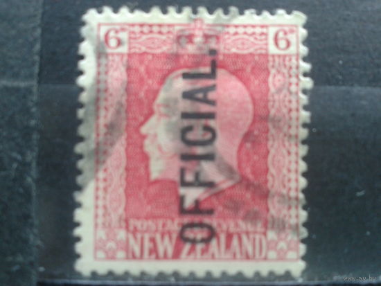 Новая Зеландия,1915. Стандарт. Король Георг V, надпечатка на 6 d. Mi-1,5 евро гаш.
