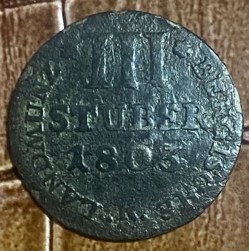 Монета 3 штюбера 1803 год. Герцогство Берг. Максимилиан I