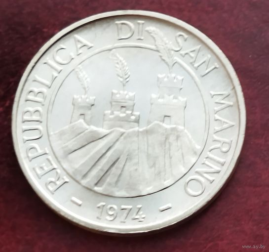 Серебро 0.835! Сан-Марино 500 лир, 1974