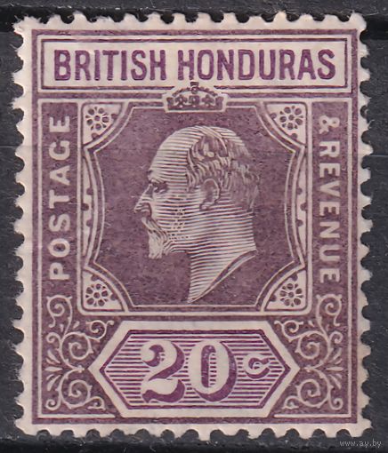 4.BrK. Великобритания. Колонии. Британский Гондурас. Эдуард VII. Стандарт. 1904 г. 20С. Mi.#53.