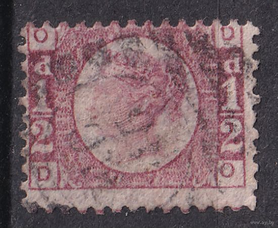 40.Br. Великобритания. Виктория. Стандарт. 1/2p. 1870 г. Mi.#36. Plate 6.
