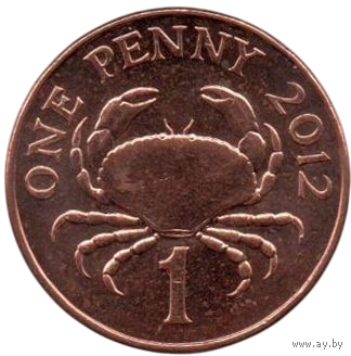 Бейливик Гернси. 1 пенни 2012. Фауна. Краб.