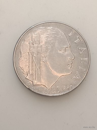 Италия 20 чентезимо 1943 года.