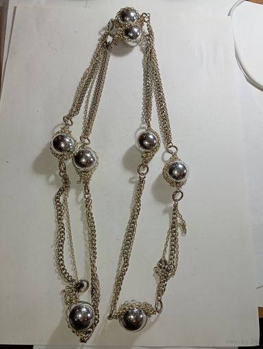 Бусы под серебро . Распродажа винтажный бижутерии с рубля !