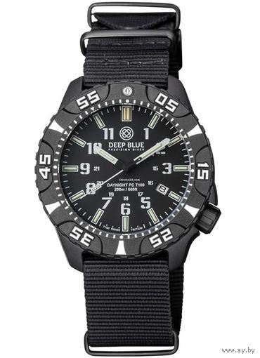 Тактические часы DEEP BLUE DAYNIGHT DIVER PC TRITIUM, карбон, тритий T100, новые, механика, водостойкость 200 метров.