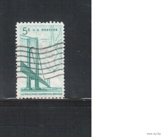 США-1964, (Мих.873) , гаш. , Мост, Карта (одиночка)