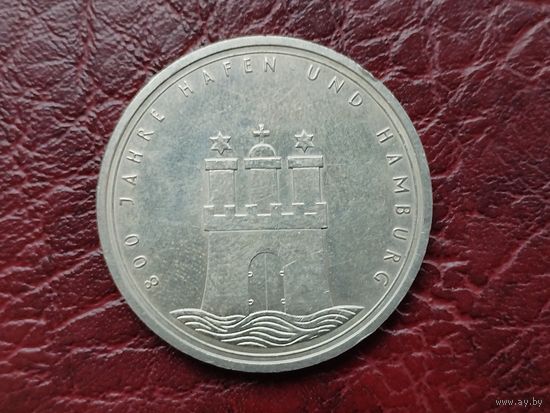 10 марок ФРГ 1989 г. 800 лет Гамбургу.