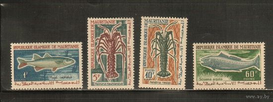 Мавритания-1964(Мих.236-239),  ** ,   Морская  Фауна ,Рыбы, Раки(полная серия)