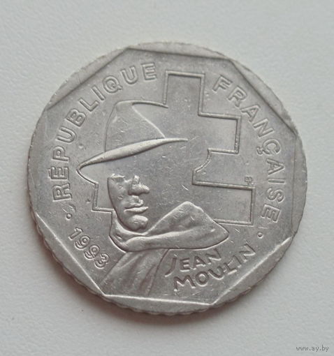 Франция 2 франка 1993 год 50 лет со дня гибели Жан Мулен