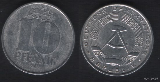 Германия ГДР km10 10 пфенниг 1983 год (_брак(p0(1(1 поворот небольшой